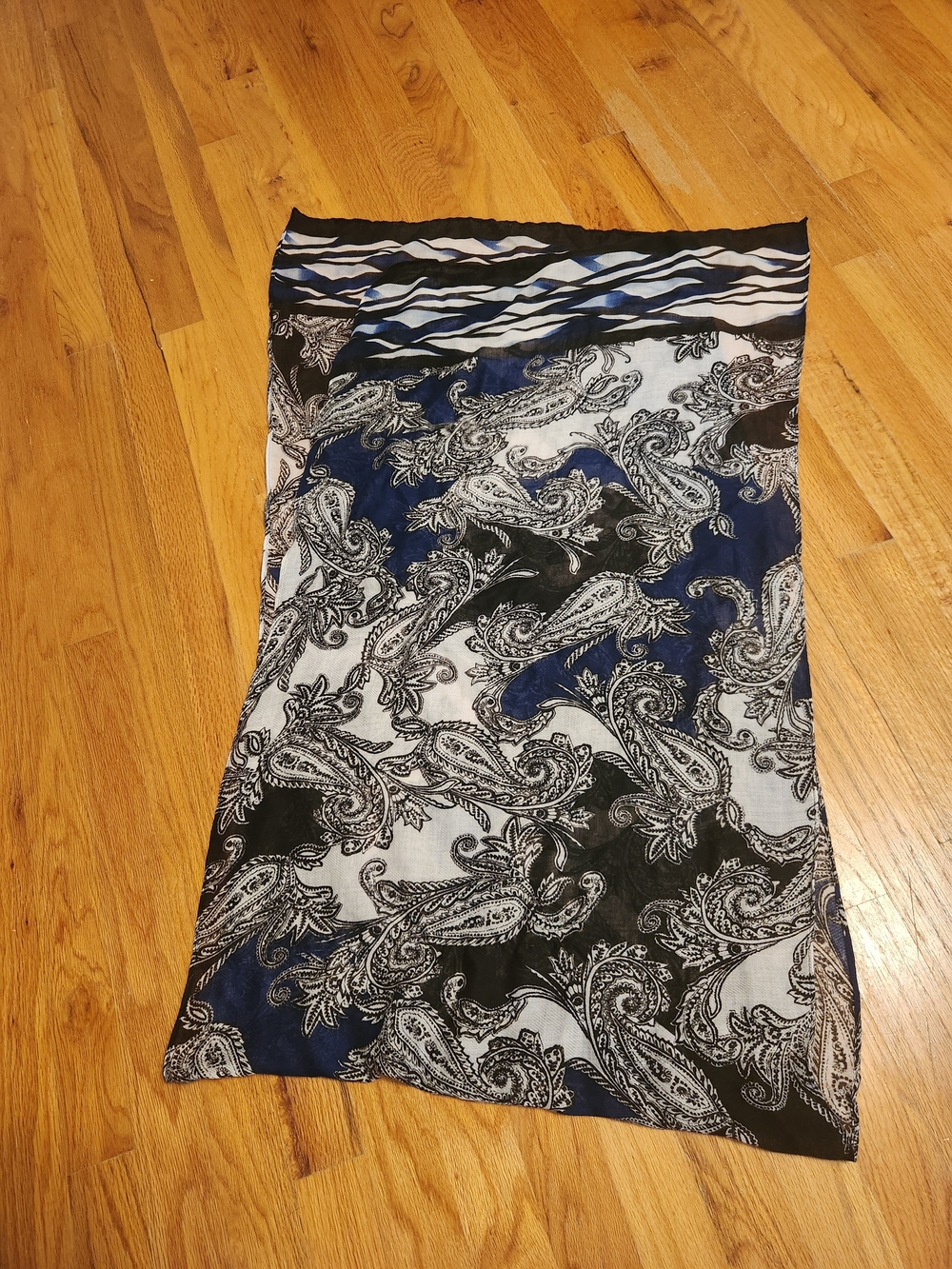 Paisley Print Scarf - Black, White & Navy